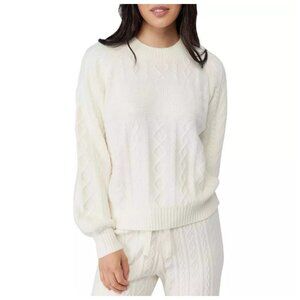 Spiritual Gangster NWT Women's Stone Ribbed Trimmed Cable Knit Sweater, Large